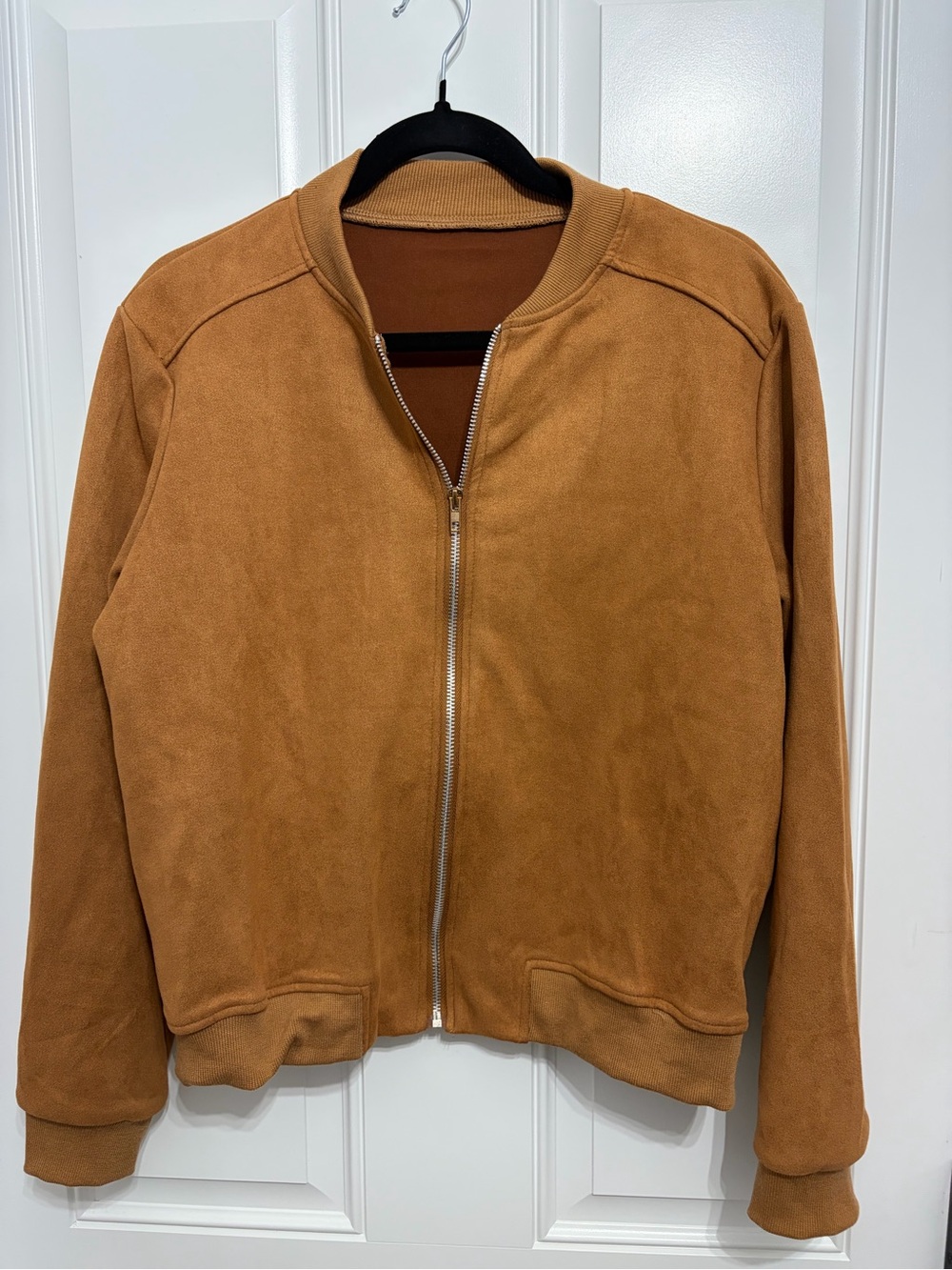 NWOT Tan Faux Suede Bomber Jacket - Women's Large (Runs Small) ✨